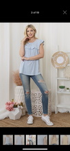 Load image into Gallery viewer, Light Blue Ruffle Top Large
